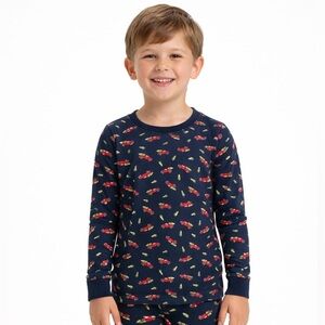 Janie and Jack Good Nigh Pajama Top Holiday Christmas Truck Blue - Size 8